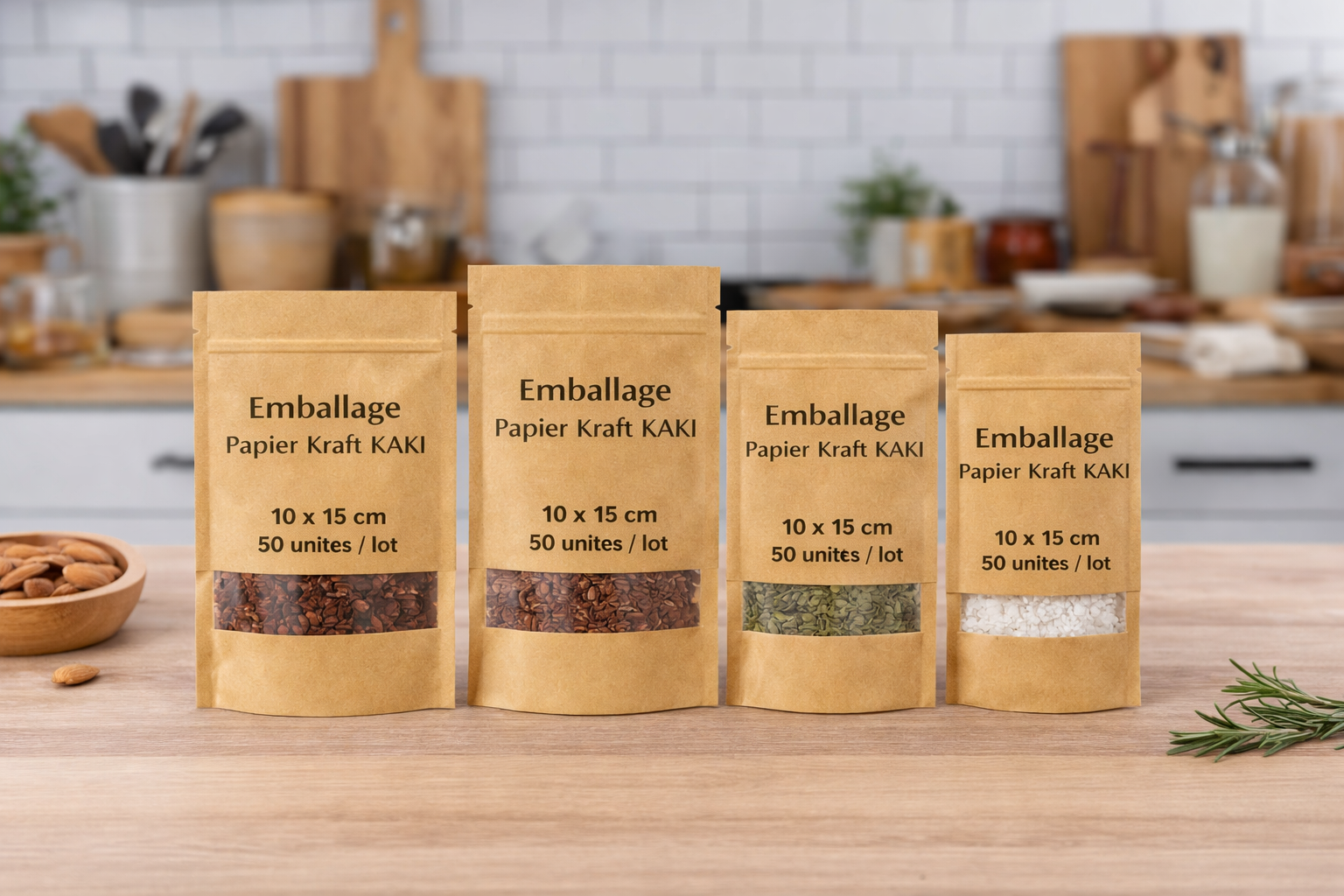 EMBALLAGES EN PAPIER KRAFT (50 unités 10x15 cm)